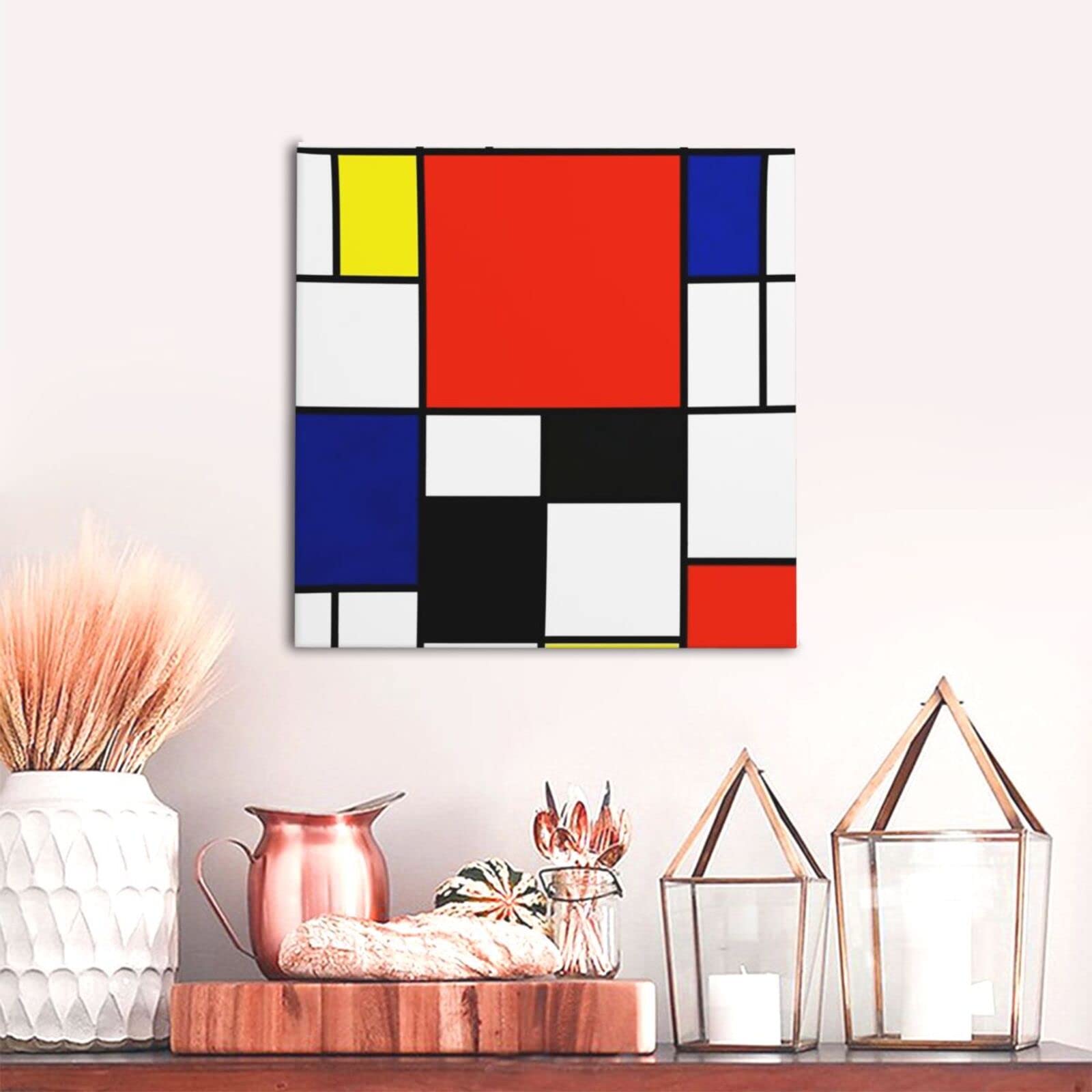 Amazon｜モンドリアン 抽象画 赤黄青 アートパネル アートフレーム